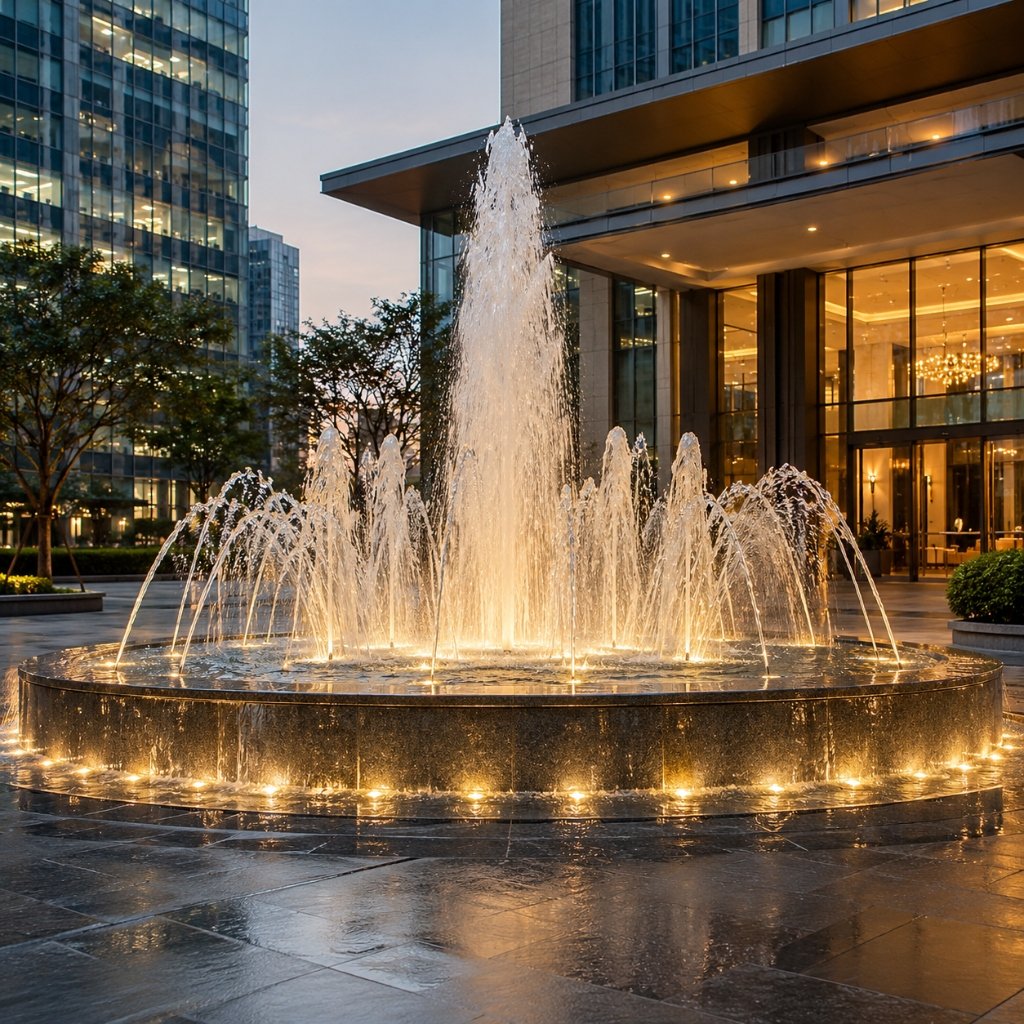 Architectural water fountain installed by Fountain Technologies in Chennai